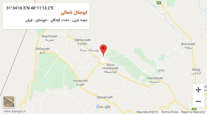روستای ابوجلال شمالی بر روی نقشه