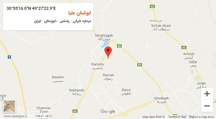 روستای ابوشنان علیا بر روی نقشه