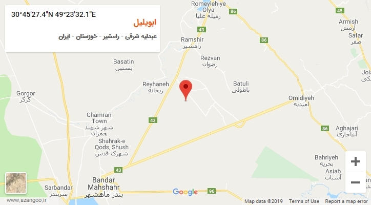 روستای ابویلیل بر روی نقشه