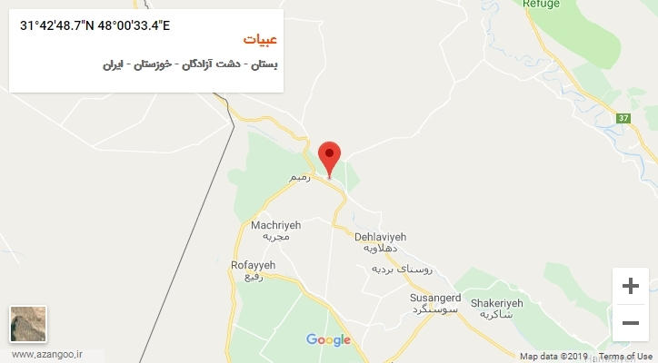 روستای عبیات بر روی نقشه