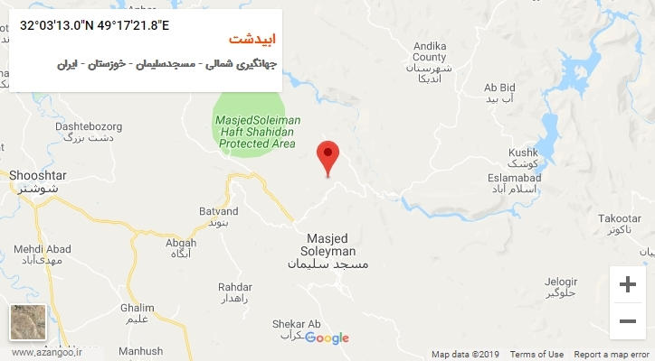 روستای ابیدشت بر روی نقشه
