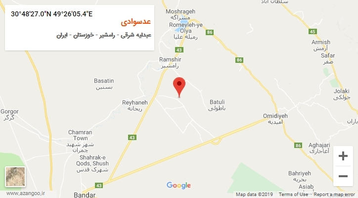 روستای عدسوادی بر روی نقشه