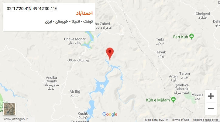 روستای احمدآباد بر روی نقشه