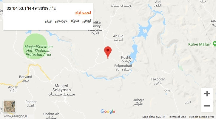 روستای احمدآباد بر روی نقشه