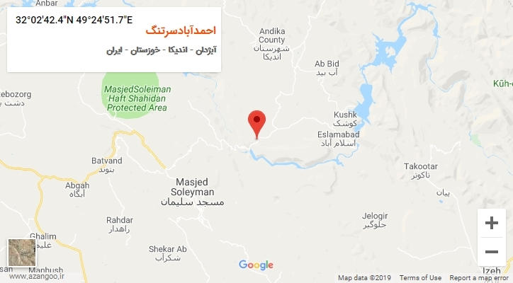 روستای احمدآبادسرتنگ بر روی نقشه