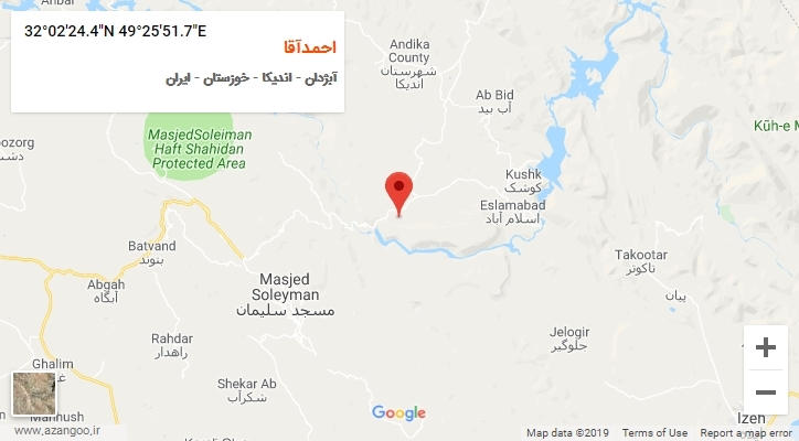 روستای احمدآقا بر روی نقشه