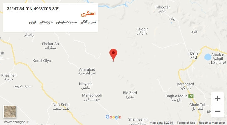 روستای اهنگری بر روی نقشه