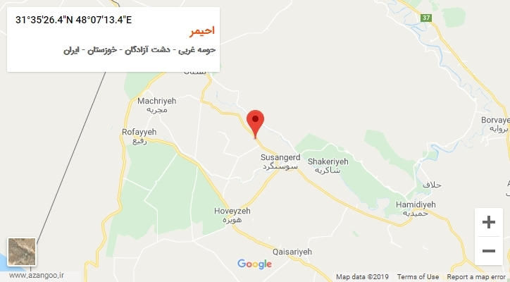 روستای احیمر بر روی نقشه