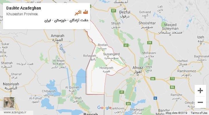 دهستان الله اکبر بر روی نقشه