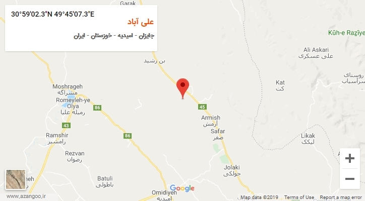 روستای علی آباد بر روی نقشه