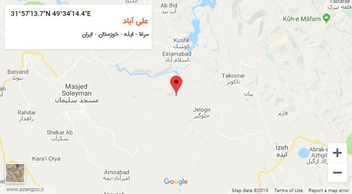 روستای علی آباد بر روی نقشه