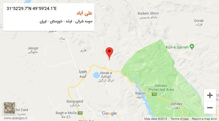 روستای علی آباد بر روی نقشه