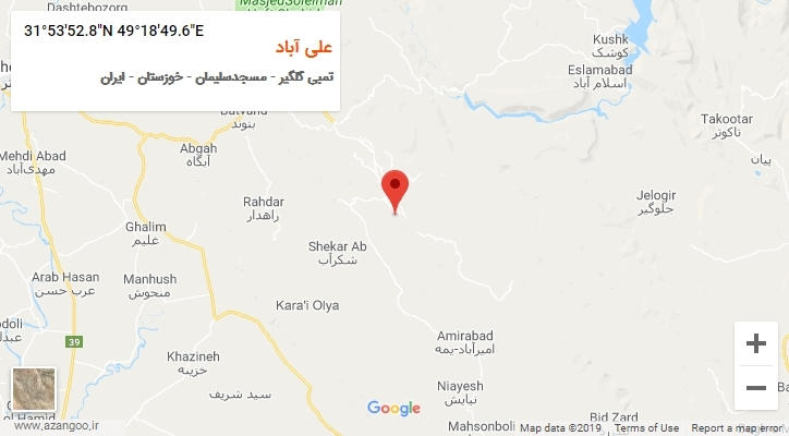 روستای علی آباد بر روی نقشه