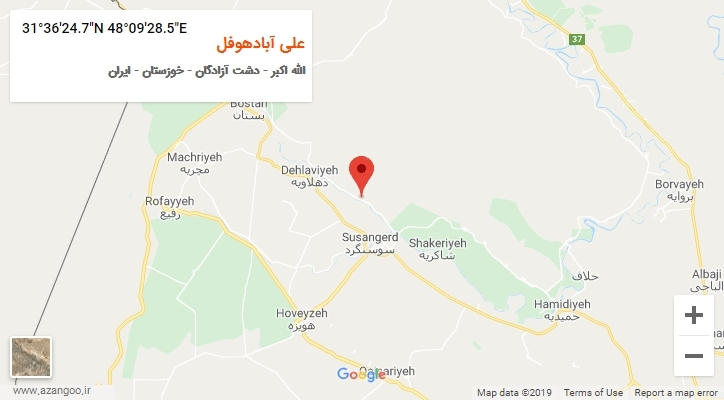 روستای علی آبادهوفل بر روی نقشه