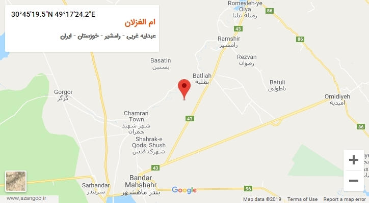 روستای ام الغزلان بر روی نقشه