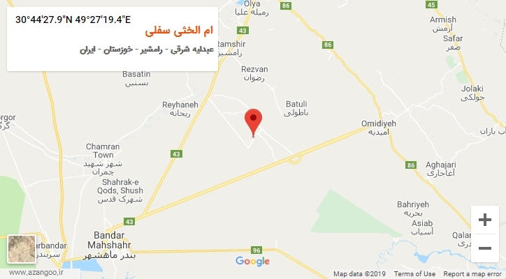 روستای ام الخثی سفلی بر روی نقشه