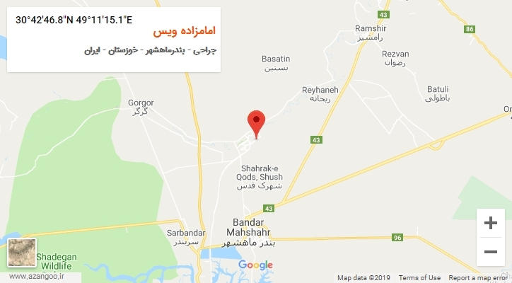 روستای امامزاده ویس بر روی نقشه