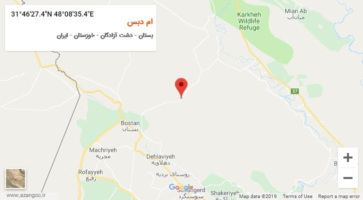 روستای ام دبس بر روی نقشه