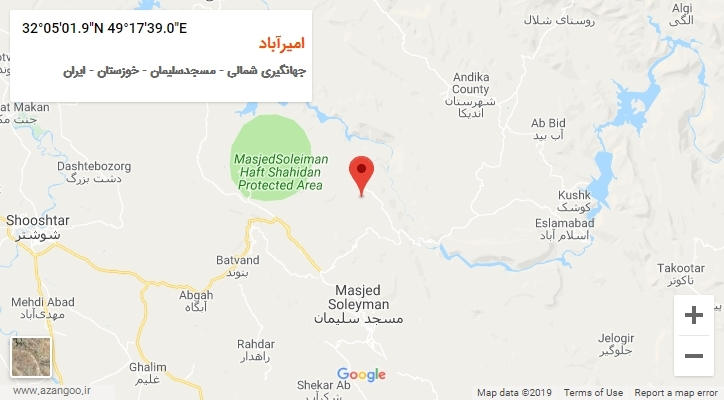 روستای امیرآباد بر روی نقشه