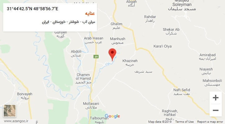 روستای عنایه بر روی نقشه