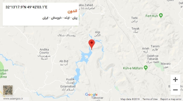 روستای اندون بر روی نقشه