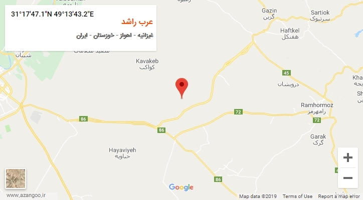 روستای عرب راشد بر روی نقشه