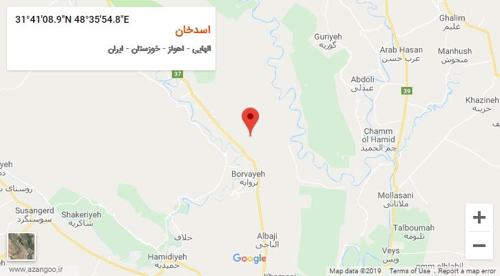 روستای اسدخان بر روی نقشه