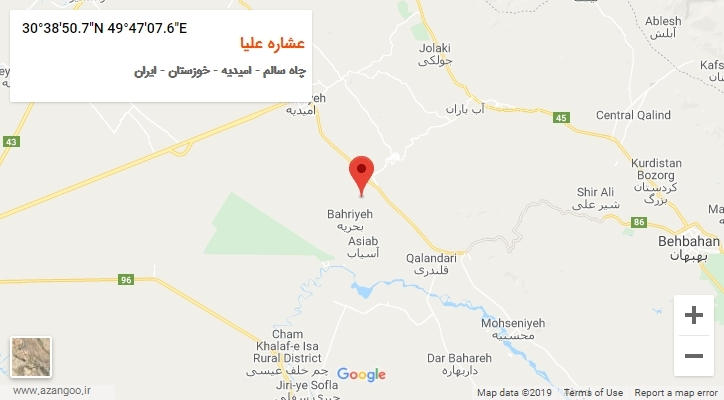 روستای عشاره علیا بر روی نقشه