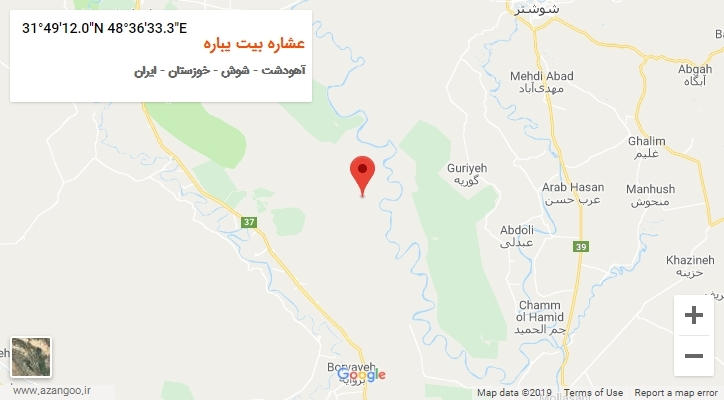روستای عشاره بیت یباره بر روی نقشه