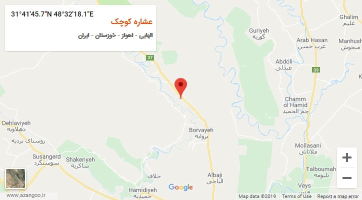 روستای عشاره کوچک بر روی نقشه