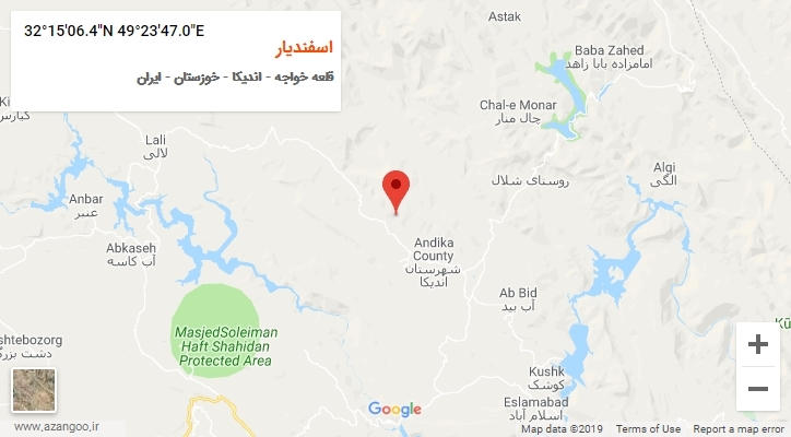 روستای اسفندیار بر روی نقشه