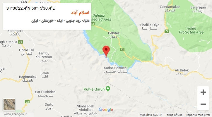 روستای اسلام آباد بر روی نقشه