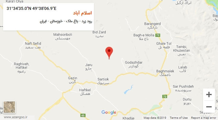 روستای اسلام آباد بر روی نقشه