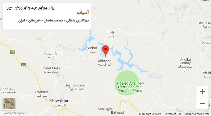 روستای آسیاب بر روی نقشه