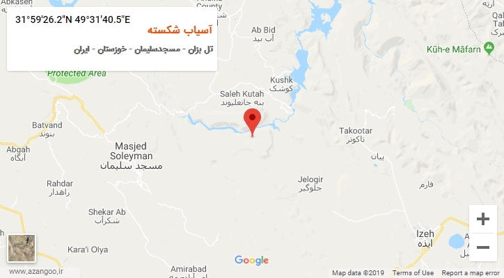 روستای آسیاب شکسته بر روی نقشه