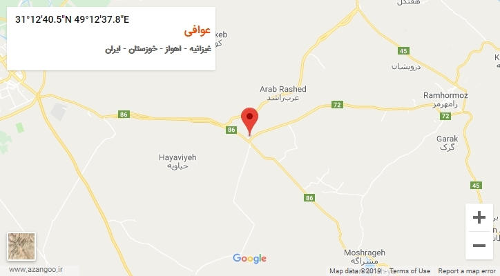 روستای عوافی بر روی نقشه
