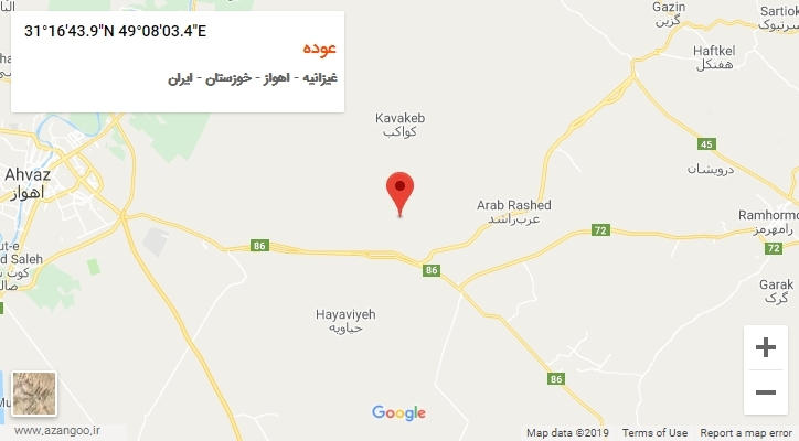 روستای عوده بر روی نقشه