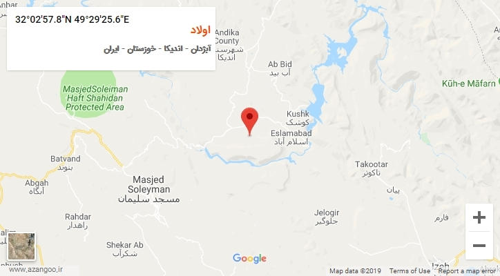 روستای اولاد بر روی نقشه