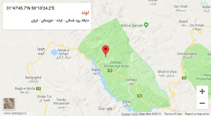 روستای اوند بر روی نقشه