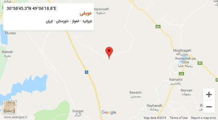 روستای عویفی بر روی نقشه