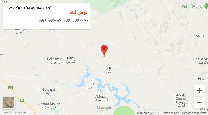 روستای عوض آباد بر روی نقشه