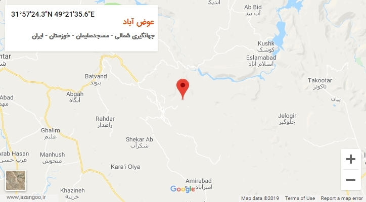 روستای عوض آباد بر روی نقشه