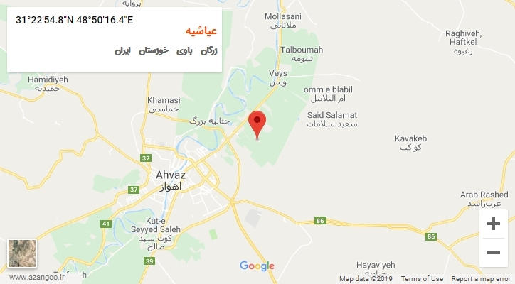 روستای عیاشیه بر روی نقشه