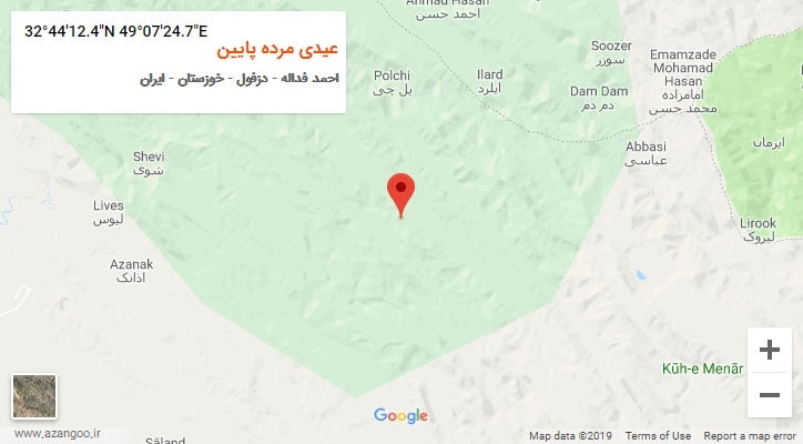 روستای عیدی مرده پایین بر روی نقشه