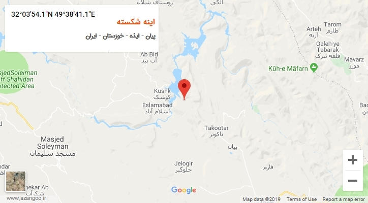 روستای اینه شکسته بر روی نقشه