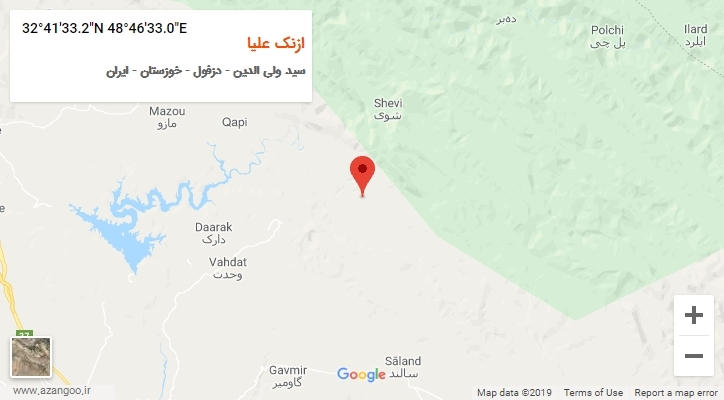 روستای ازنک علیا بر روی نقشه