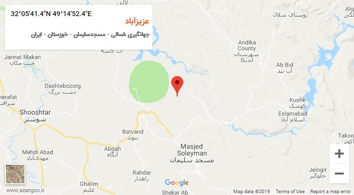 روستای عزیزآباد بر روی نقشه