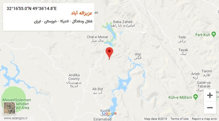روستای عزیزاله آباد بر روی نقشه