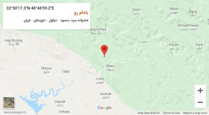روستای بادام رو بر روی نقشه