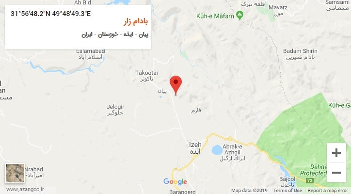 روستای بادام زار بر روی نقشه